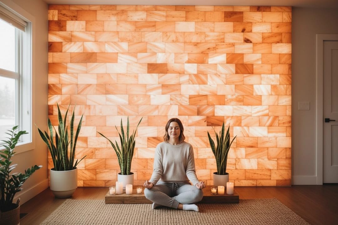 Pink Salt Bricks for Salt Walls & Sauna Walls – Pack of 4 | 8x4x1 Inch Natural Salt Tiles for Spa, Wellness Rooms & Home Decor