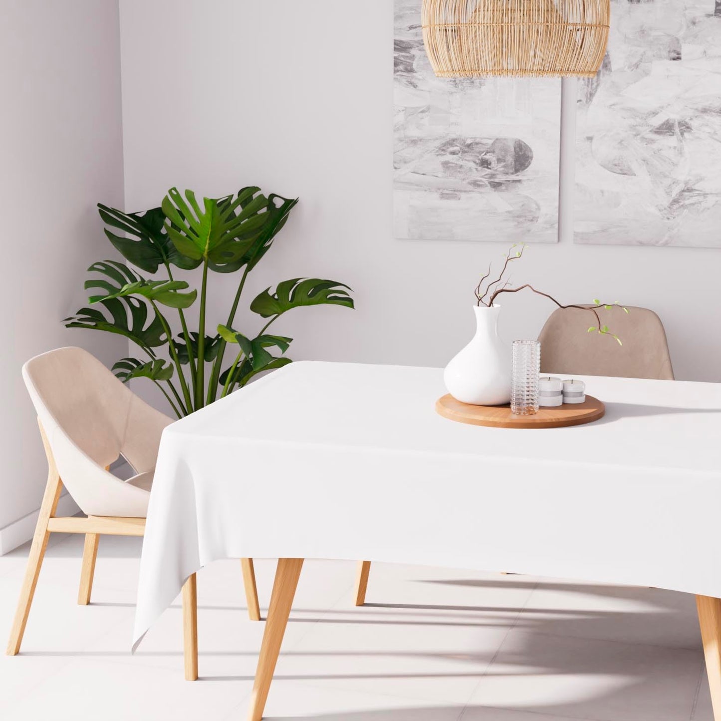 Soleil d'ocre Alix Rectangular Stain-Resistant Tablecloth 160 x 270 cm Polyester White