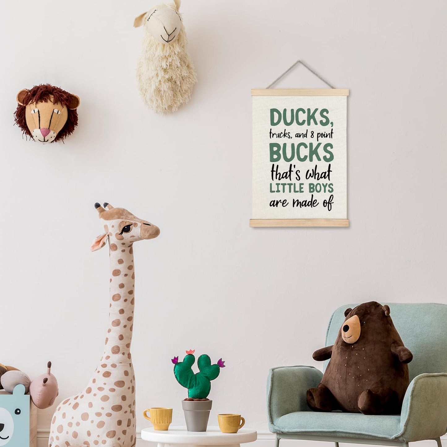 Supwhd Boys Room Decor, Ducks Trucks and 8 Point Bucks Poster Hanger Frame, Boy Nursery Wall Decor for Toddler Little Boy Kids Room Playroom Nursery, 12x16 Inches