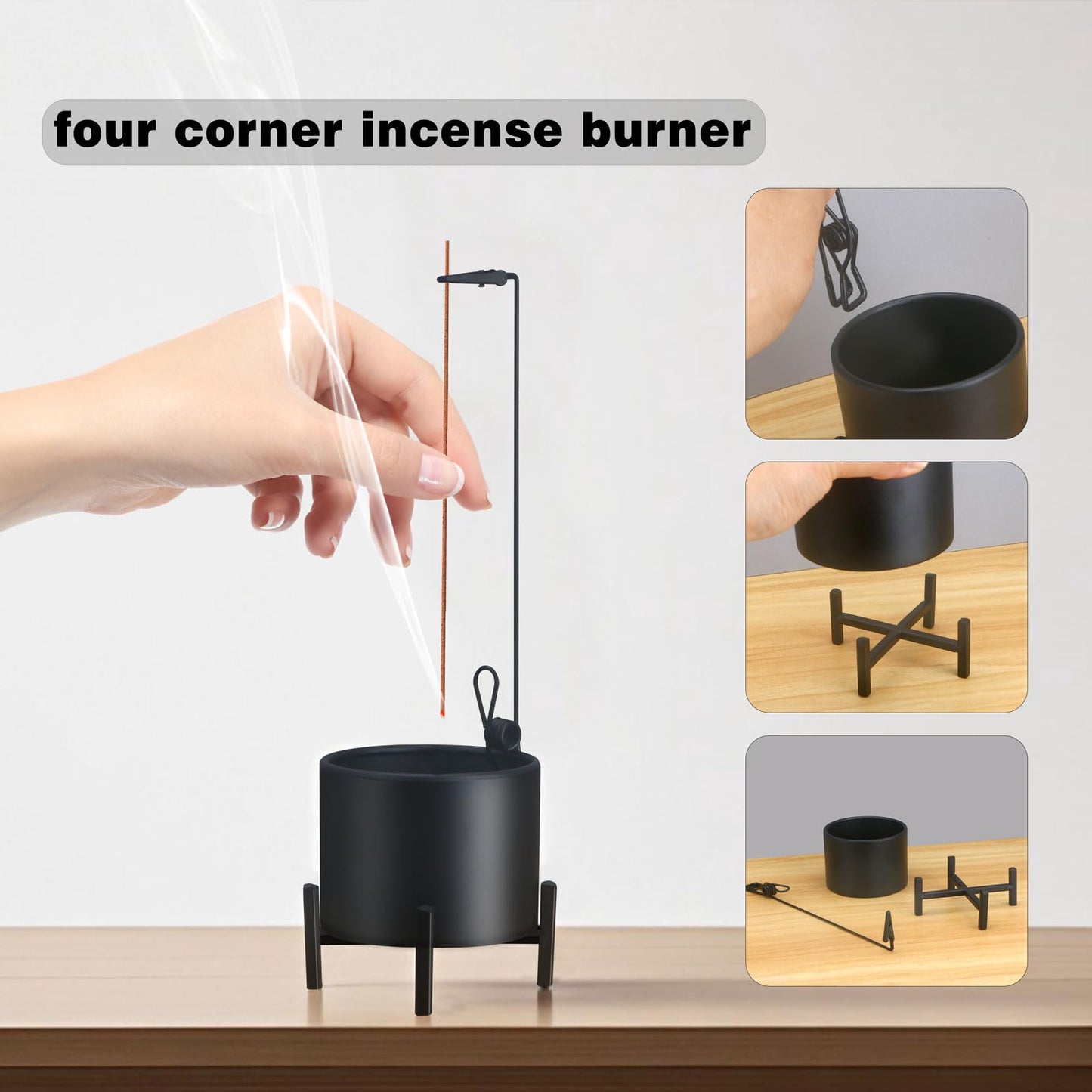 2 Pack Incense Burner, Anti-Ash Flying Metal Incense Holder，Incense Holder for Sticks，with Iron Catcher and Stabilizing Base Four-Legged Base,Perfect for Meditation Yoga, Home Decor