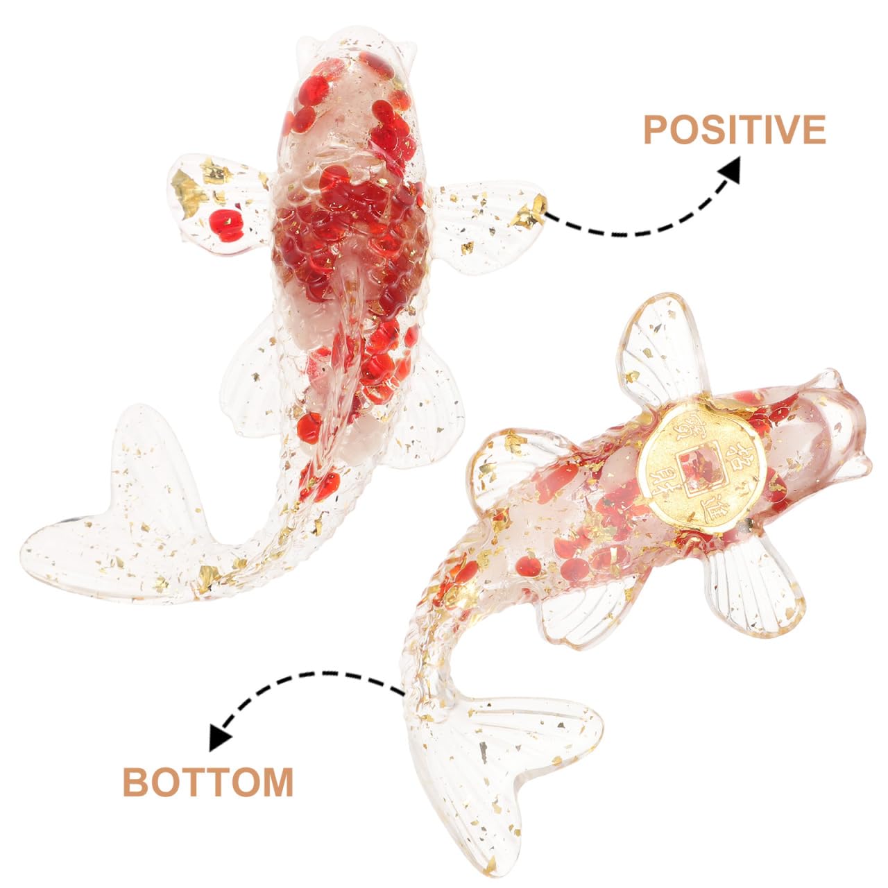 OATIPHO Miniature Crystal Koi Fish Figurines 2.36"x 1.38" 2pcs Hand-Blown Glass Koi Fish for Desk, Shelf, Bowl, Feng Shui Lucky Decor, Gift
