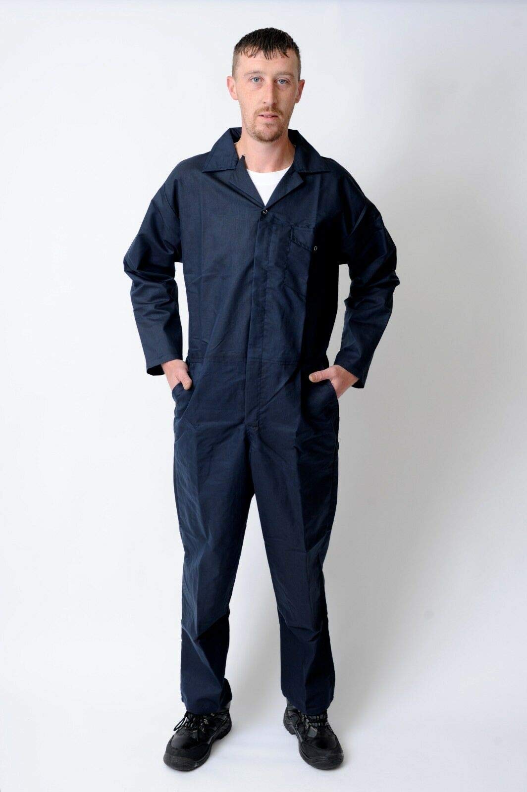 GRS Mens C2 Dark Navy Work Overall - Protective Coverall Workwear Boiler Suit for Mechanics Workshop Warehouse College Student Garages DIY (Medium - 42" Chest)
