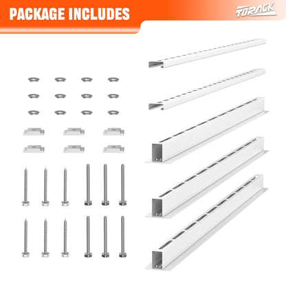 TORACK Garage Ceiling Bin Storage Rack, Overhead Tote Storage Rail System Heavy Duty Adjustable Tote Slide Rails Garage Bins Storage System(White, Bins are not included)
