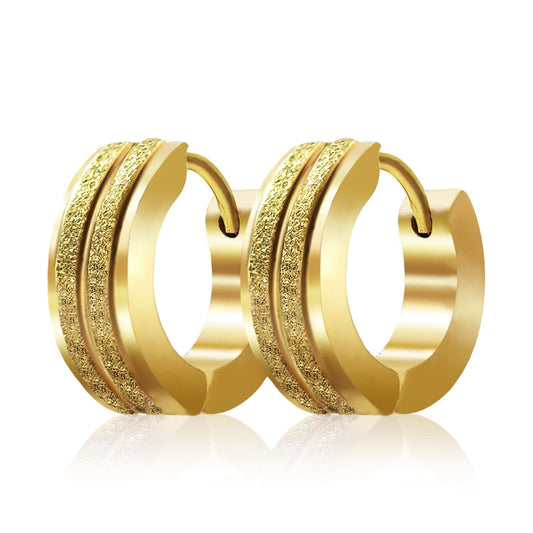 Stainless Steel Hoop Earrings For Men's Women's,Silver/Gold/Black/Blue Hypoallergenic Round Huggie Earrings,Fashion Punk Earrings Piercing Jewelry,Simple Stylish Loop Earring,Gift for Him Her Birthday