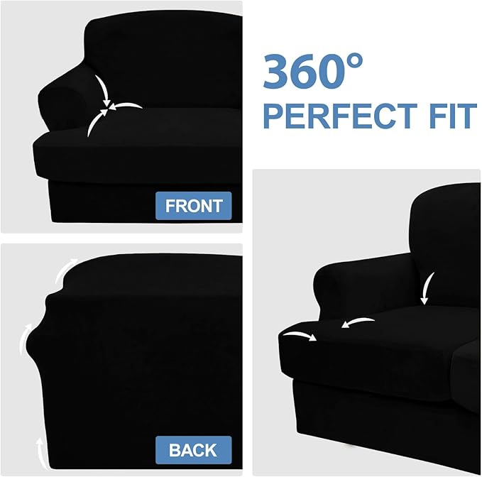 CUCRAF Cushion Sofa Cover 3 Piece Slipcovers, Soft Thick Velvet Couch Cover