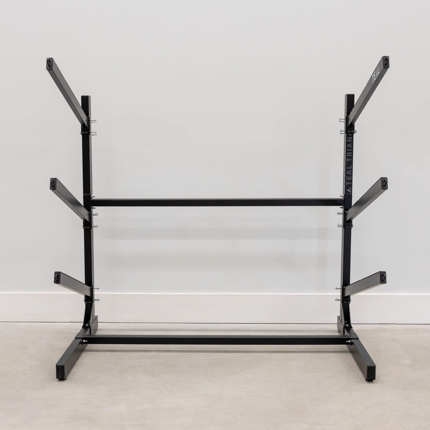 Teal Triangle Freestanding Kayak Storage Rack – 3 Kayak Rack & Canoe Rack – Indoor Outdoor Kayak – Adjustable Surfboard & Stand Up Paddle Board Holder – Adjustable Storage Stand - Black