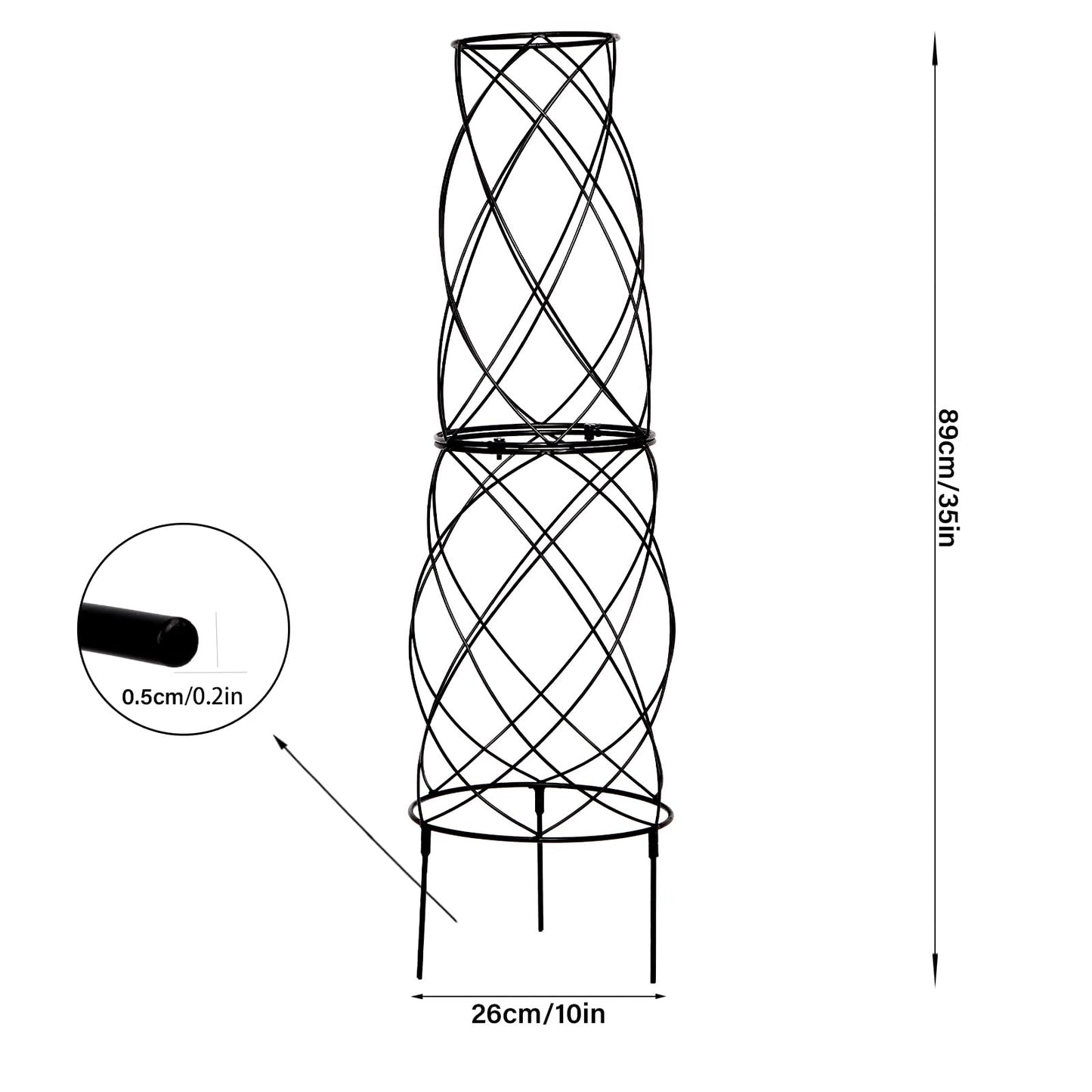 GOOOXIM 35-Inch Metal Garden Obelisk Trellis for Indoor & Outdoor Plants – Durable, Weather-Resistant Support for Climbing Vines, Roses, and Flowering Bushes – Decorative Potted Plant Structure