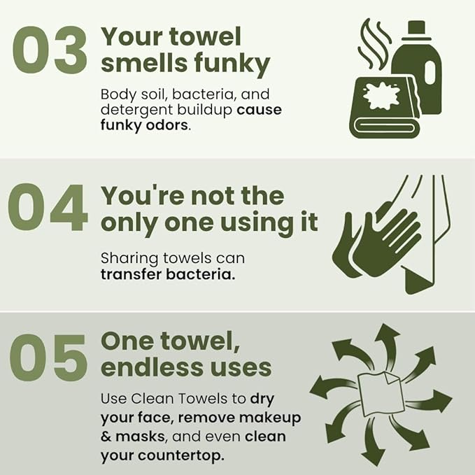 Clean Skin Club Bamboo Viscose Clean Towels® XL 100% USDA Biobased Face Towel