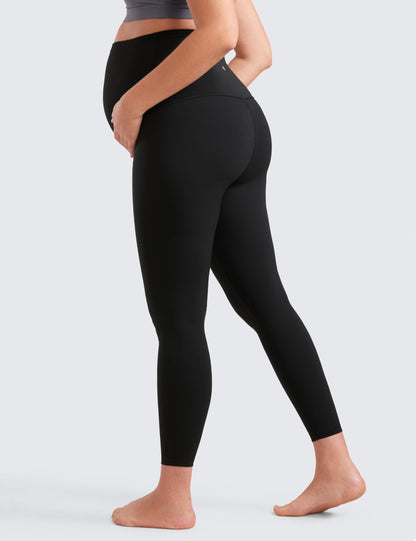 CRZ YOGA Women's Butterluxe 25" Maternity Leggings - Over Bump Workout Leggings Pregnancy Soft Belly Support Yoga Pants Black 10