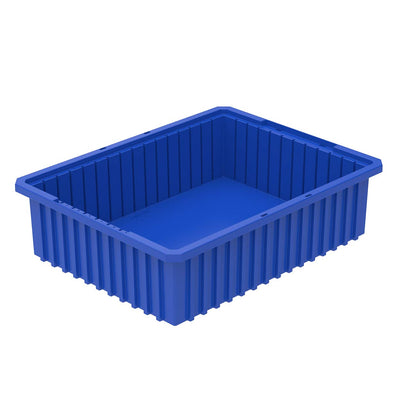 Akro-Mils 33226 Akro-Grid Plastic Slotted Dividable Modu Box Stackable Grid Storage Tote Container, (22-3/8-Inch L x 17-3/8-Inch W x 6-Inch H), (4 Pack), Blue