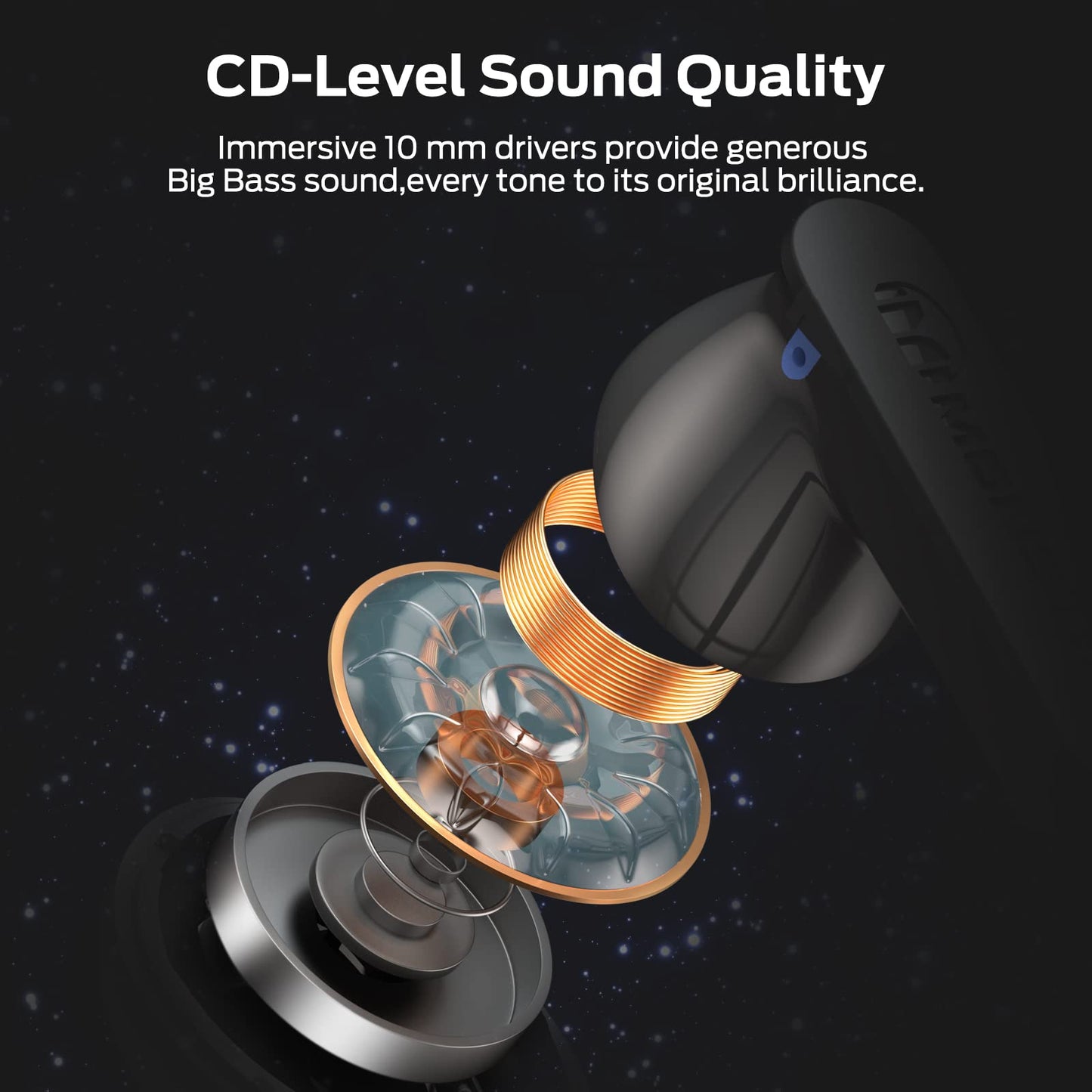 Monster N-Lite Clear Talk Wireless Earbuds Bluetooth 5.3 Headphones with CVC 8.0 Noise Reduction, IPX8 Waterproof in-Ear Stereo Earphones 60H Playtime, Bluetooth Earbuds with Fast Charging for Sport