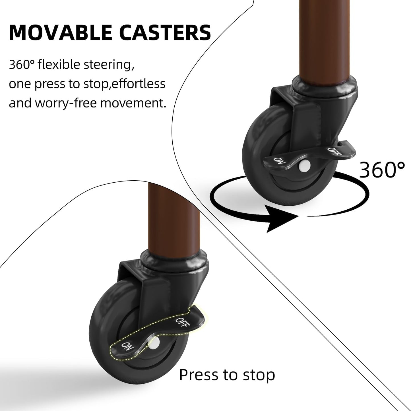 Rioneta Rolling Plant Stand with Wheels – 2 Tier Heavy Duty Flower Pot Holder for Indoor & Outdoor, Easy Move Cart for Balcony, Patio, Garden, 165 lbs Capacity 2 Pack Coffee