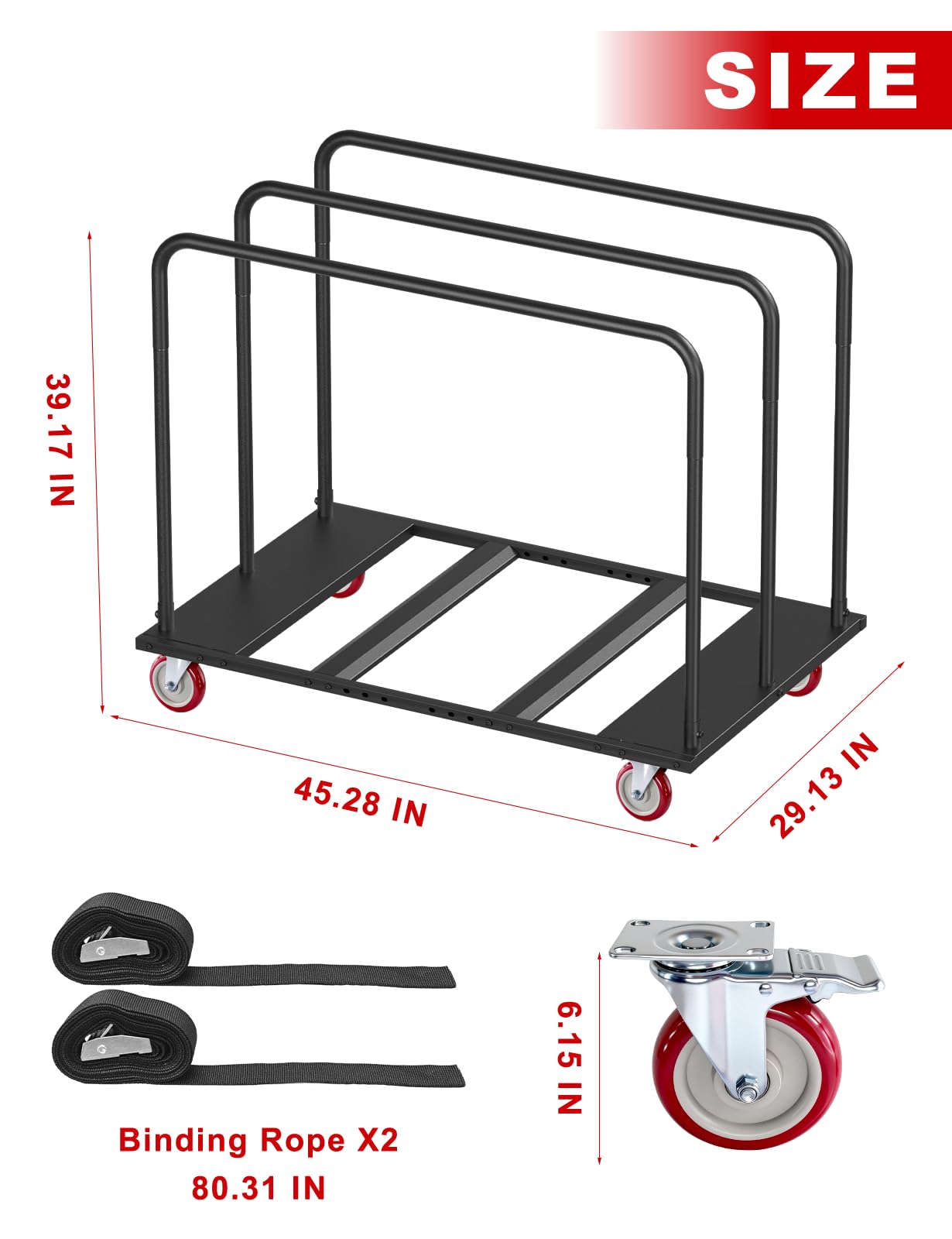 Folding Table Cart with 5" Heavy-Duty Swivel Wheels, Heavy Duty Table Dolly, 1800 LBS Drywall Dolly Cart for Party Events, Factory, Hotel, Warehouse, 10 Table Capacity
