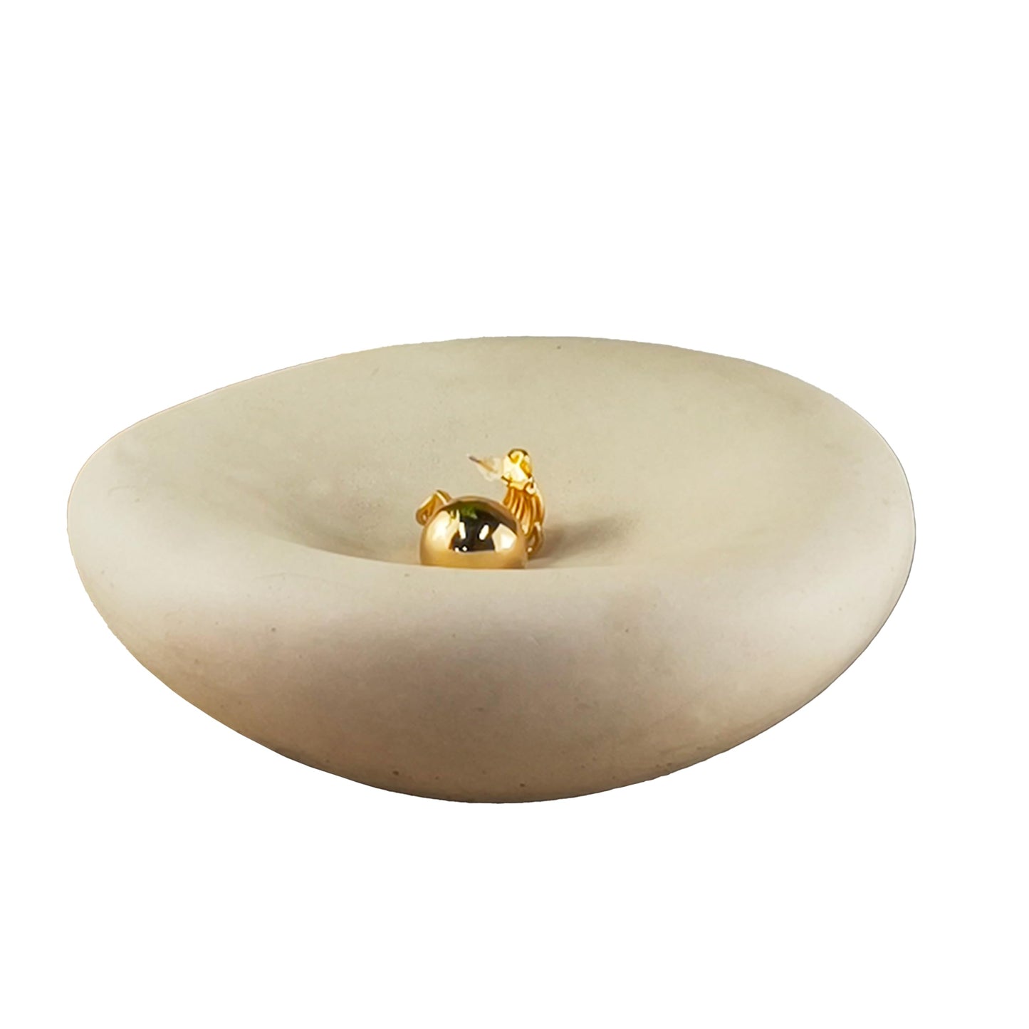 6.3 Inch Cloud Bowl, Decorative Concrete Bowl for Home Decor, Key Tray for Entryway Table, Concretes Jewelry Tray, Asymmetrical Concrete Organic Bowles (Beige)