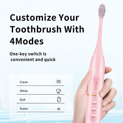 Electric Toothbrush Set, Comes with 8 Brush Heads & Travel Case,4 Modes with 2 Minutes Built in Smart Timer, One Charge for 60 Days, 42000 VPM Motor (Black)