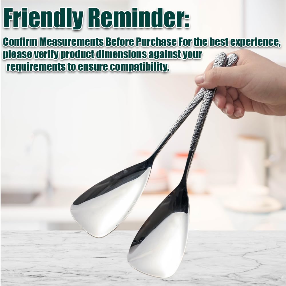 Wenkoni 10.4"" Serving Spoons SUS 304 Stainless Steel Buffet Shovel-shaped spoons,Dishwasher Safe,Pack of 2