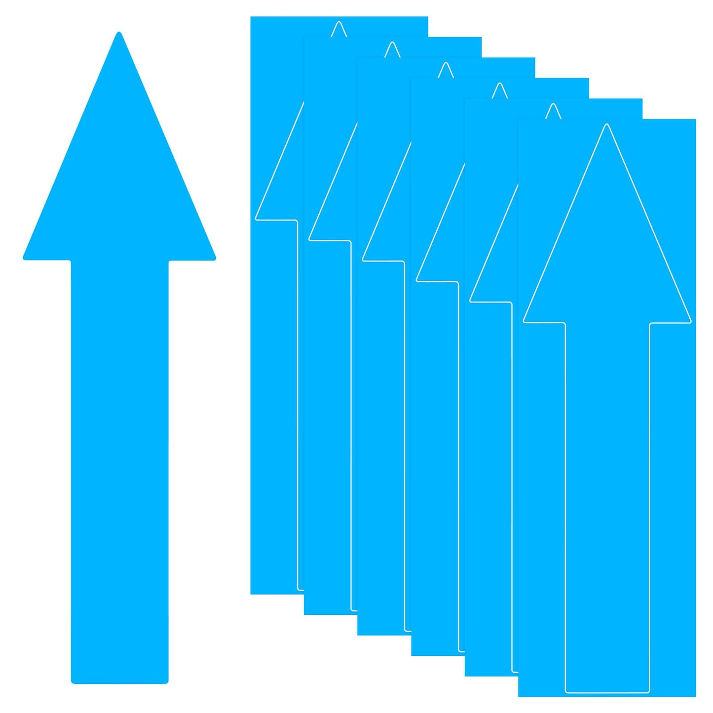 M METERXITY 6-Pack 12x4 Inch Arrow Stickers | Waterproof PVC, Self-Adhesive, Removable Floor Directional Sign Decal | for Road Instructions, Wall Event Signage, Blue