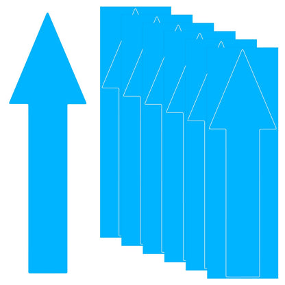 M METERXITY 6-Pack 12x4 Inch Arrow Stickers | Waterproof PVC, Self-Adhesive, Removable Floor Directional Sign Decal | for Road Instructions, Wall Event Signage, Blue