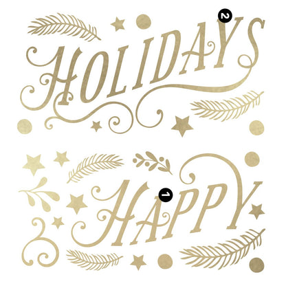 RoomMates RMK5180SCS Happy Holidays Peel and Stick Wall Decals with Metallic Ink