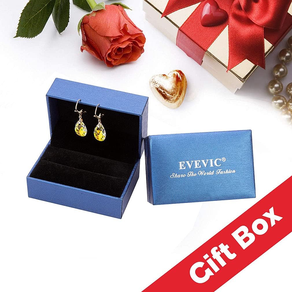 Austrian Crystal Teardrop Leverback Dangle Earrings for Women Fashion 14K Gold Plated Hypoallergenic Jewelry (Yellow)