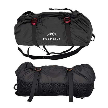FUEMEILY Rock Climbing Rope Bag, Large Capacity Folding Rope Storage Backpack with Ground Sheet, Adjustable Straps Outdoor Climbing Gears Black