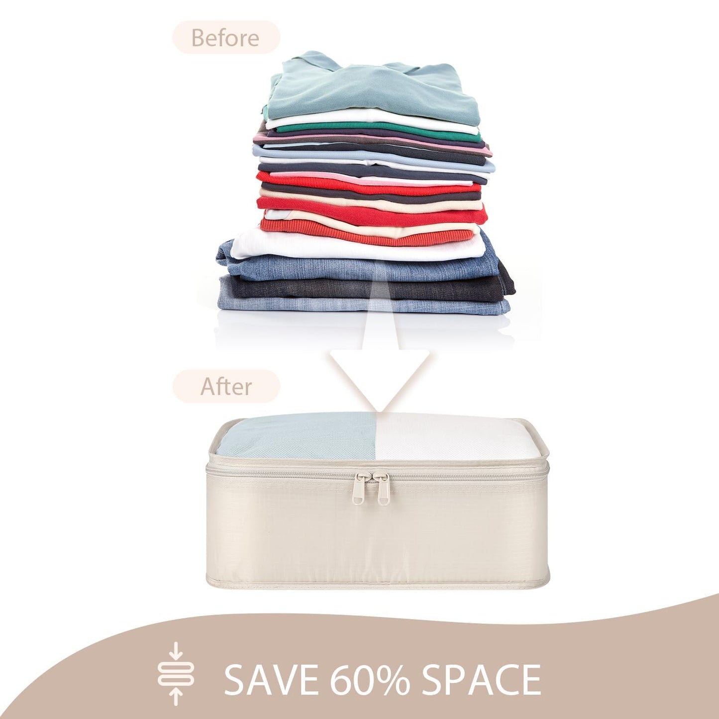 DIMJ Packing Cubes for Travel - 8 Pcs Lightweight Travel Cubes for Packing, Mesh Travel Packing Cubes Travel Packing Organizers with Large Toiletries Bag (Beige)