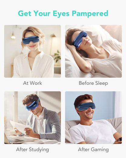 SKG Eye Massager with Heat, Bluetooth Heated Eye Massager for Relief with Vision Window Music, Soothing Eye Care to Relax Eyes, Best Gifts for Women Men