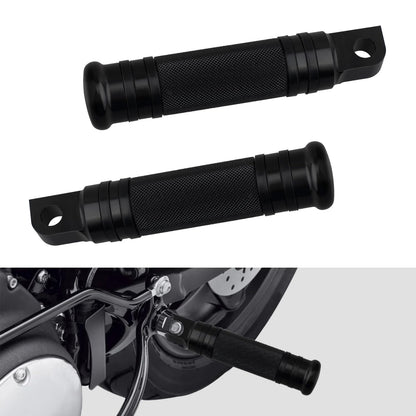 QUASCO Motorcycle Foot Pegs, Black CNC Aluminum Mounting Footpegs, Motorbike Passenger Footrests Pedals Compatible with Harley Dyna, Sportster, Road king, Forty Eight