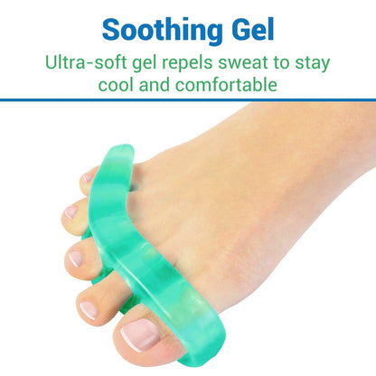 ViveSole Toe Separators for Men & Women Medium (2 Pairs) - Silicone Gel Spreaders - Therapeutic Spa Stretchers for Plantar Fasciitis, Bunions, Overlapping Hammer Toe Spacers - Metatarsal Yoga Cushion