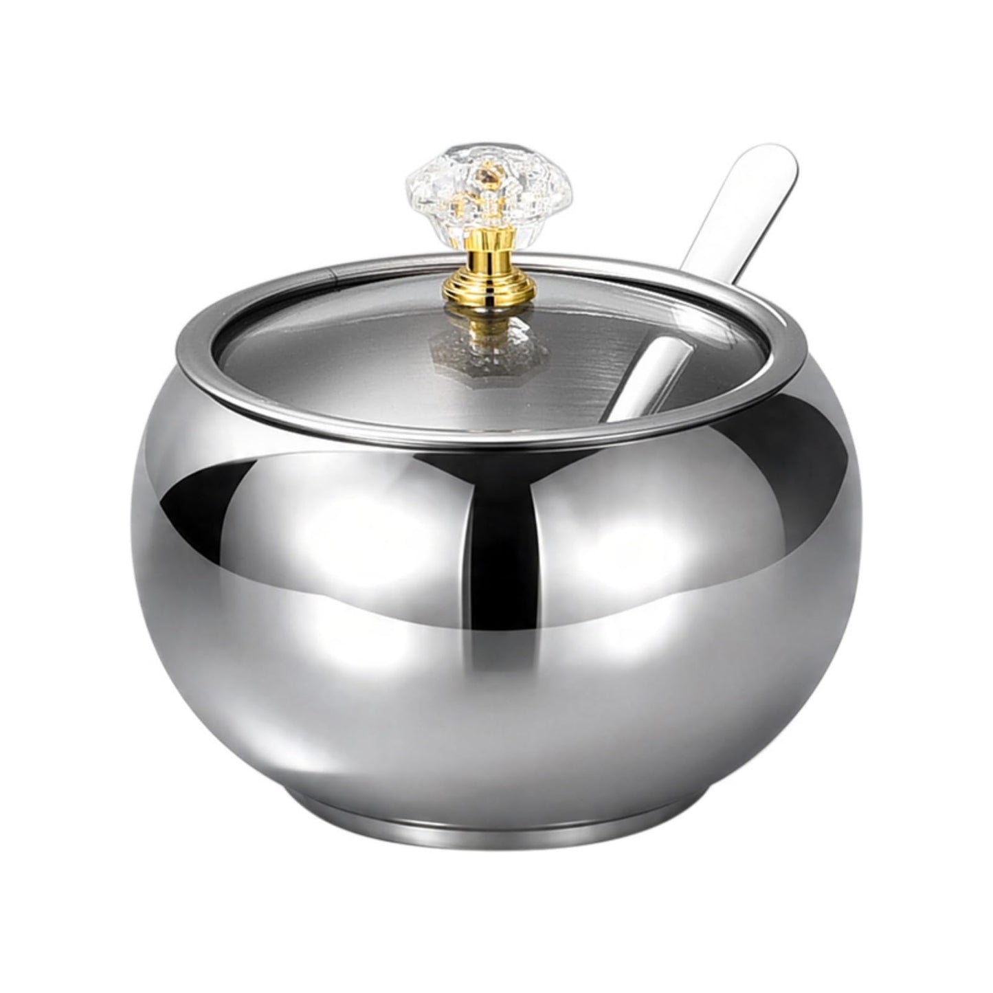 YMMDUVITA Stainless Steel Sugar Bowl with Lid & 2 Spoons, 500ml Container for Kitchen, Ideal for Storing Sugar, Coffee, and Spices