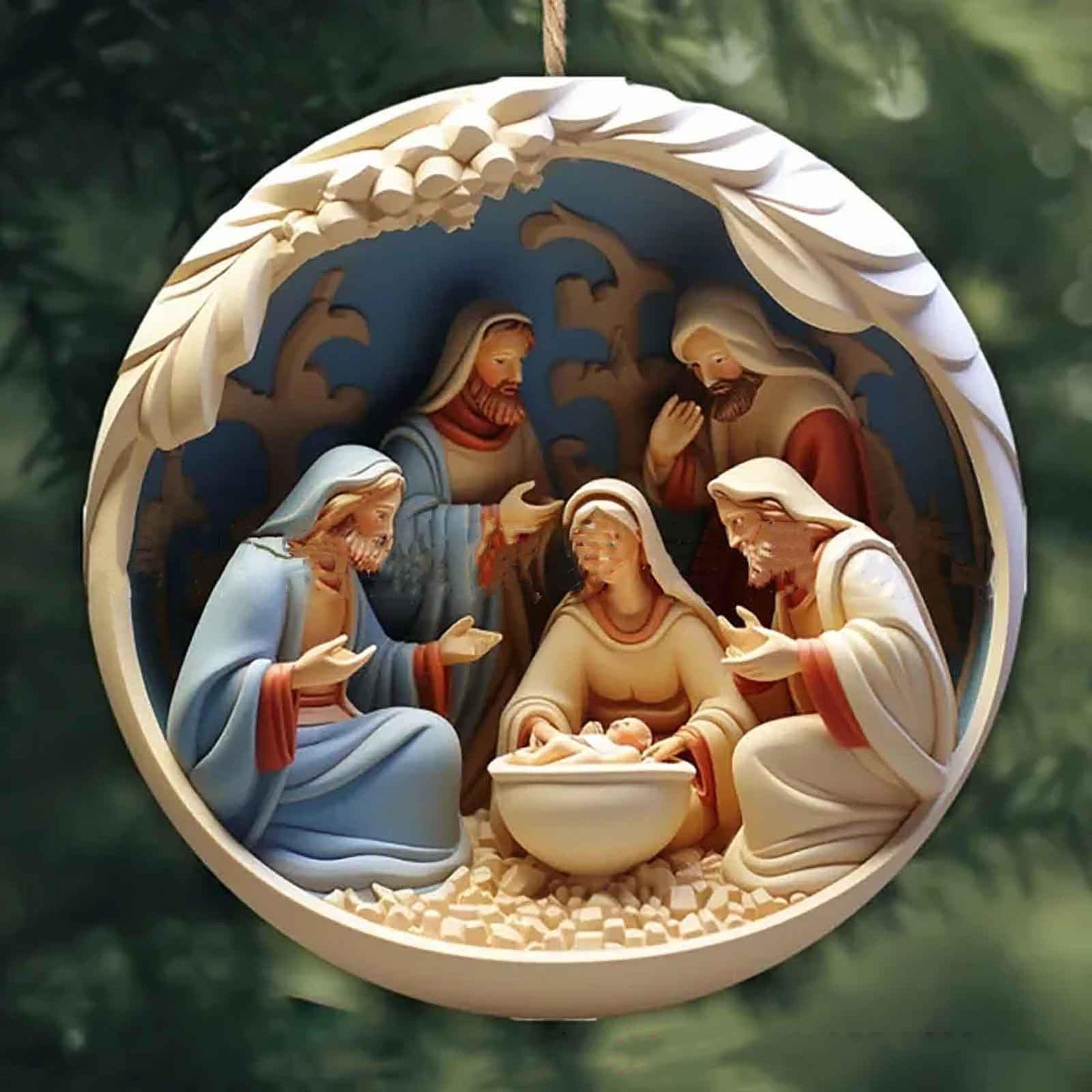 6Pcs Nativity Scene Ornaments, Christmas Tree Ornaments Set, Birth of Jesus Hanging Decorations, Holy Religious Gifts, Nativity Scene Christian Gifts