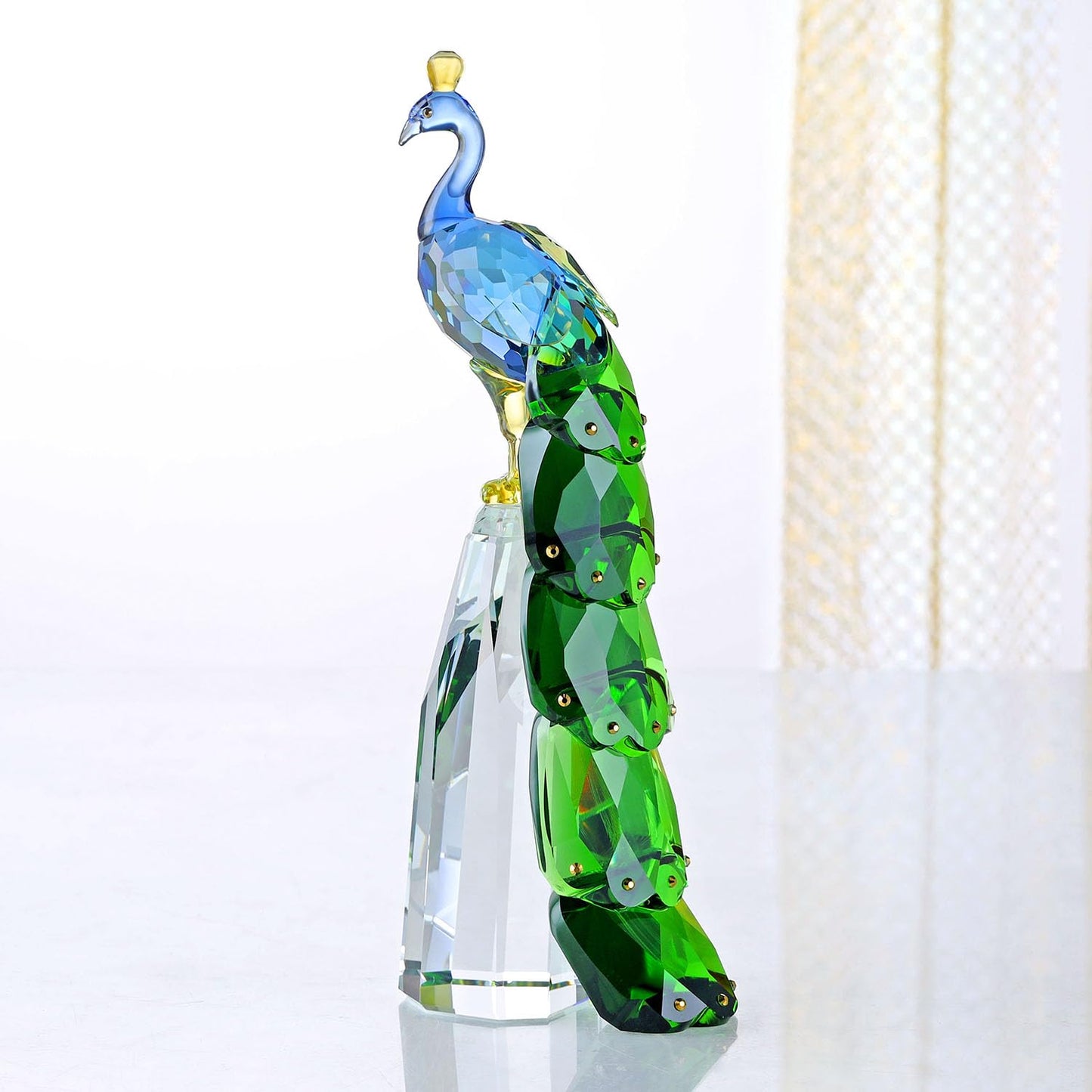 DOJOZ Crystal Peacock Figurine Handmade Art Animal Home Decor Statue Home Decoration