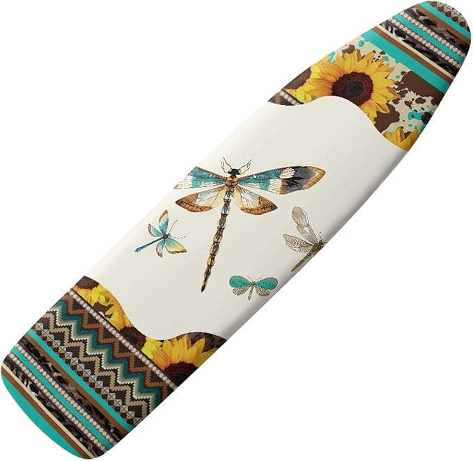GLENLCWE Tribal Stripe Ironing Board Cover, Hippie Dragonfly Sunflower Iron