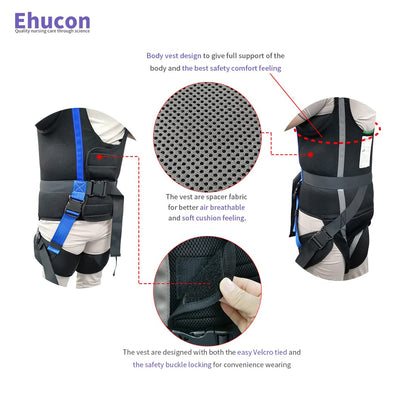 Ehucon Patient Lift Walking Sling, Pelvic Padded 500lbs Safety Loading Weight,Medical Hoist Standing Aids for Ambulating Support Training (Small)