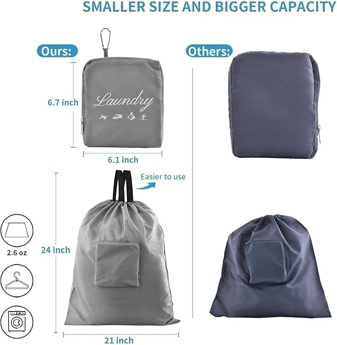 JHX Travel Laundry Bag, Dirty Clothes Bag 【Upgraded】