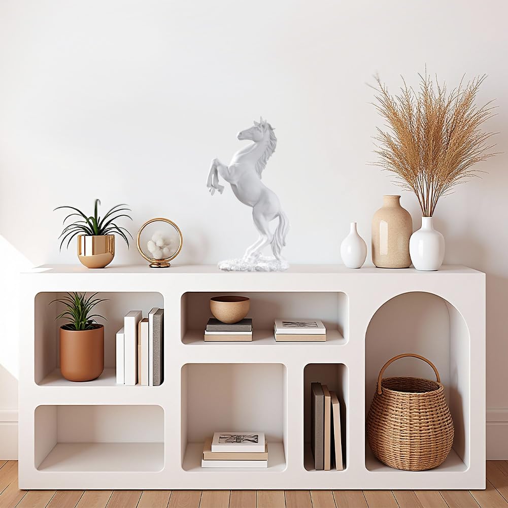 Horse Statue, Resin Soild Animals Sculpture Table Decor Indoor Modern Home Desk Art Figurines Ornament Office Decorative Bookshelf Desktop Living Room Dining Room Coffee Photography Props Standing