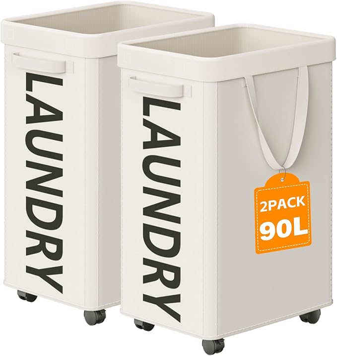 2 Pack Rolling Laundry Basket