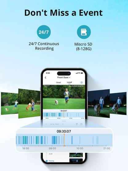 DEKCO Outdoor Security Camera 2K Pan Rotating 180° Wired WiFi Cameras for Home Security with Two-Way Audio, Night Vision, 2.4G WiFi, IP65, Motion Detection Alarm (2 Pack)