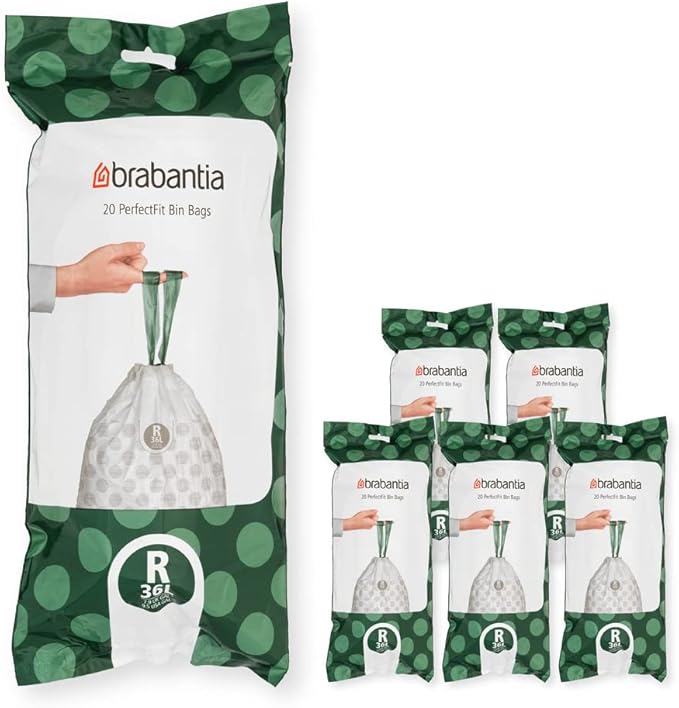Brabantia PerfectFit Trash Bags Thick Plastic Trash Can Liners