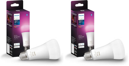 Philips Hue Smart 100W A21 LED Bulb - White and Color Ambiance Color-Changing Light - 4 Pack - 1600LM - E26 - Indoor - Control with Hue App - Works with Alexa, Google Assistant and Apple Homekit.