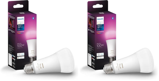 Philips Hue Smart 100W A21 LED Bulb - White and Color Ambiance Color-Changing Light - 4 Pack - 1600LM - E26 - Indoor - Control with Hue App - Works with Alexa, Google Assistant and Apple Homekit.