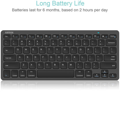 Arteck Ultra-Slim Bluetooth Keyboard Compatible with iPad 10.2-inch/iPad Air/iPad 9.7-inch/iPad Pro/iPad mini, iPhone and Other Bluetooth Enabled Devices Including iOS, Android, Windows, Black