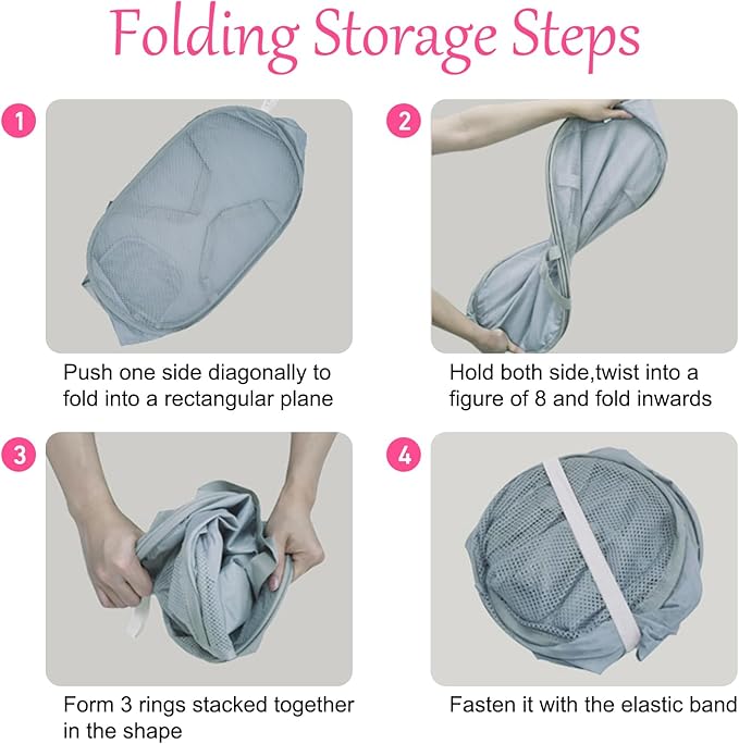2PCS Mesh Laundry Hamper, Collapsible Laundry Baskets, 75L Large Foldable Dirty