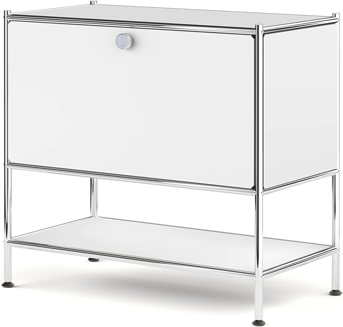 Metal Sidetable with Flap Door, 27.5" Height