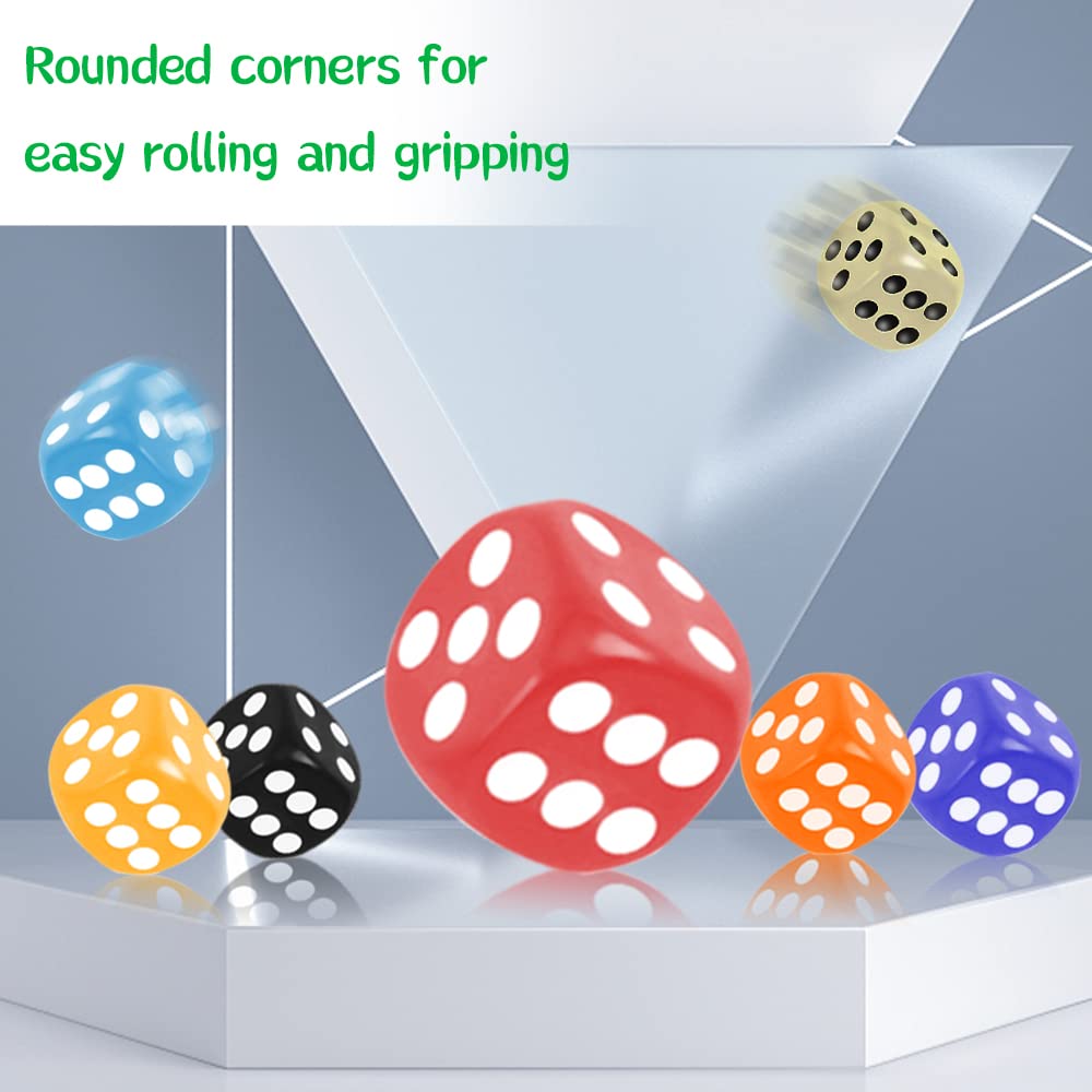 SLSESIN 100 Pieces 16MM Dice Set, 6 Sided Standard Colored Dices with Portable Plastic Box, Opaque 10 Colors Games Dice for Board Games, Parties, Classroom Math Bulk Dice