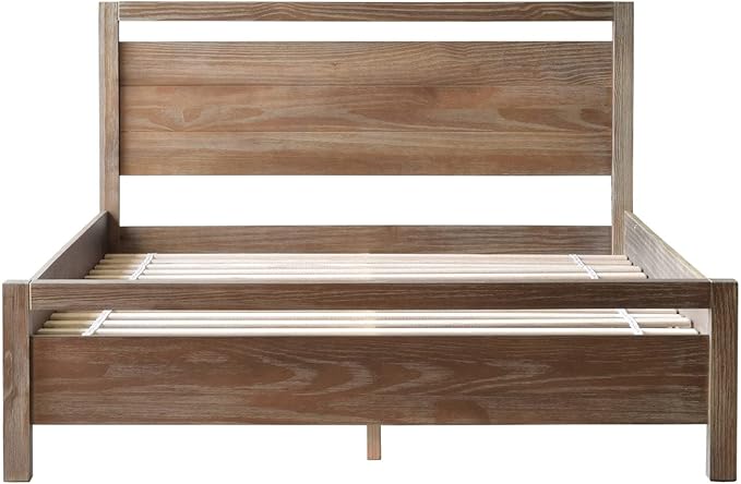 Grain Wood Furniture Loft Full Size Solid Wood Bed, Weathered Pine