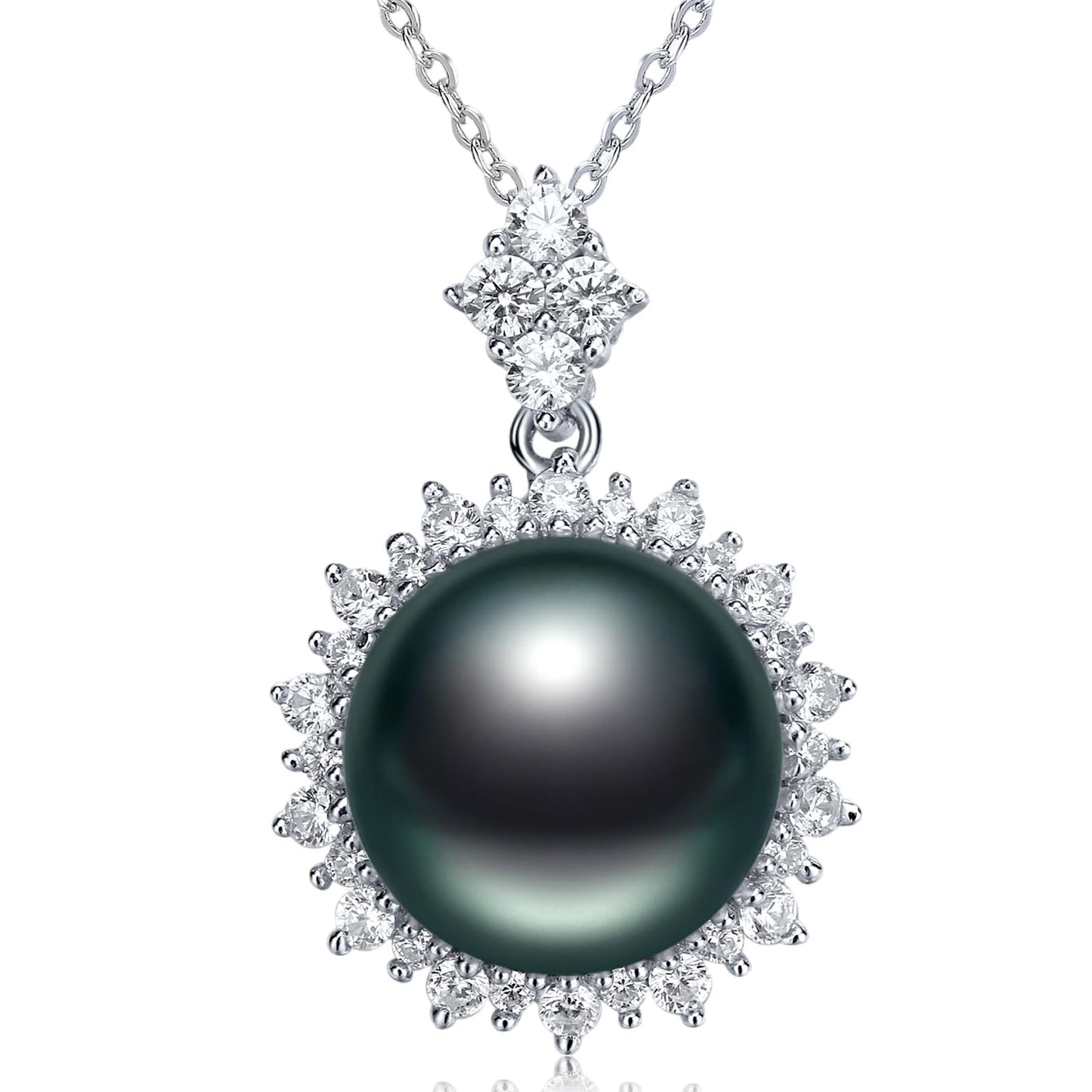 Orapearl Tahitian Black Pearl Necklace 9.5-10mm AAAA Quality Handpicked Nature Black Pearls Gift for Wife Mom Girlfriend Her Wedding Birthday Anniversary 925 Sterling Silver chain