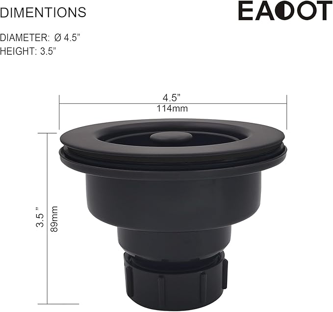 Black Polymer Drain Kitchen Sink Drain Assembly