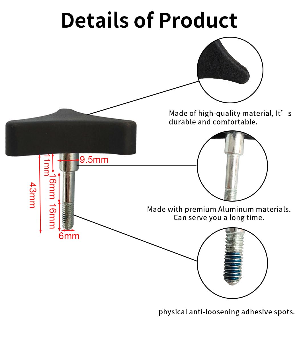 Toeloioh Knob Replacement Part Universal for Rolling Walker Rollator, Foldable Rollator, Hand propelled Walker, Aluminum 3 Point Knob, General Parts of Rollator Accessories