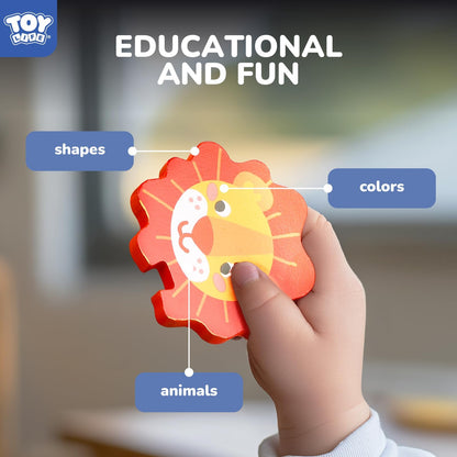 TOY Life Wooden Puzzles for Toddlers 2-4, Toddler Montessori Toys for 1 2 3 Year Old Boys Girls, Animals Wood Jigsaw Puzzles, Educational Learning Toy Kids Puzzle, Best Gifts for Baby Age 1-3 2-4